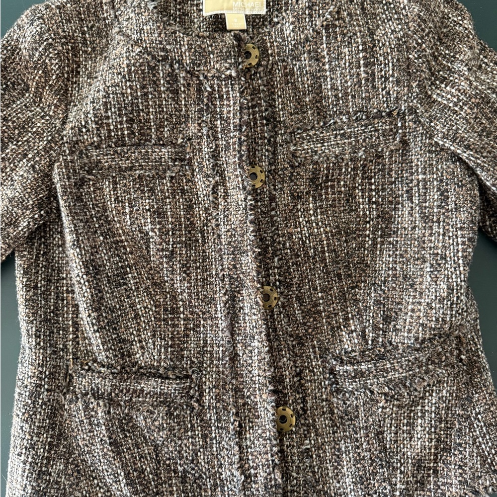 MICHAEL Michael Kors Black and Brown Textured Blazer